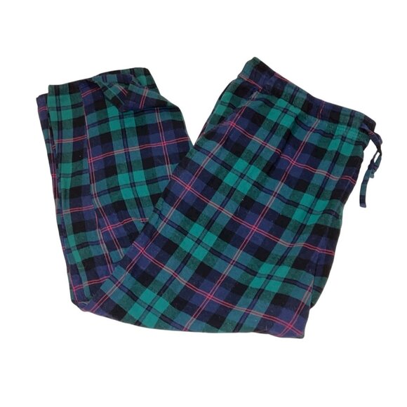 Green & Navy Plaid Cotton Lounge Pants With Drawstring & Pockets Sz XXXL Mens - Picture 1 of 9